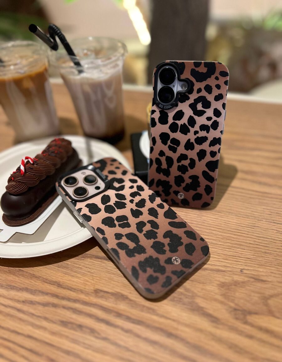 قاب موبایل سوکول طرح پلنگی رنگ موکا
